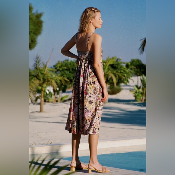 Geisha Designs Anthropologie Jessamyn Floral Printed Zip Up Midi Dress - Picture 6 of 12